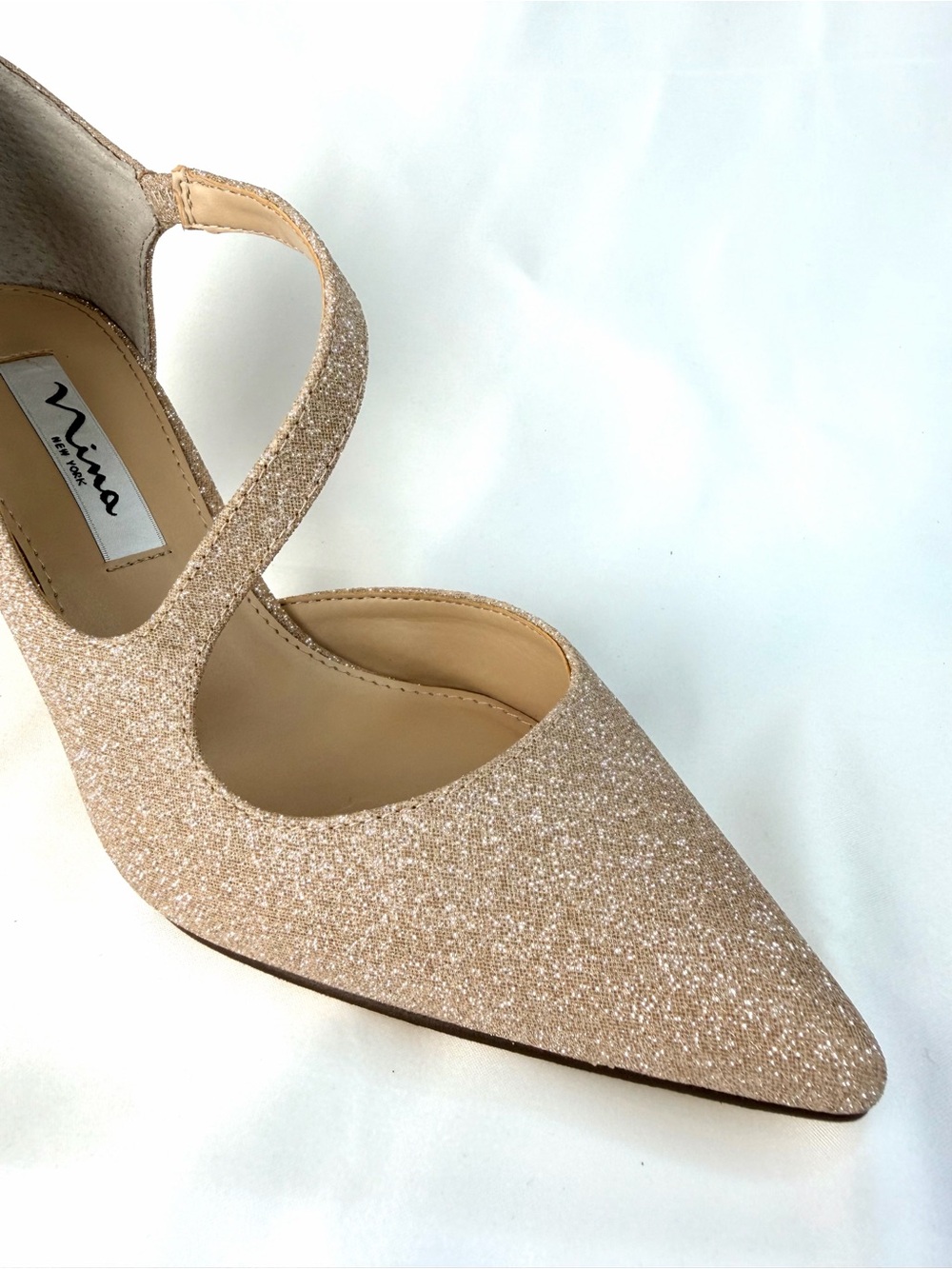 Nina New York Champagne Gold Shimmer Pointed-Toe Heels D’Orsay Pumps Size 7 NWOB - Picture 3 of 10